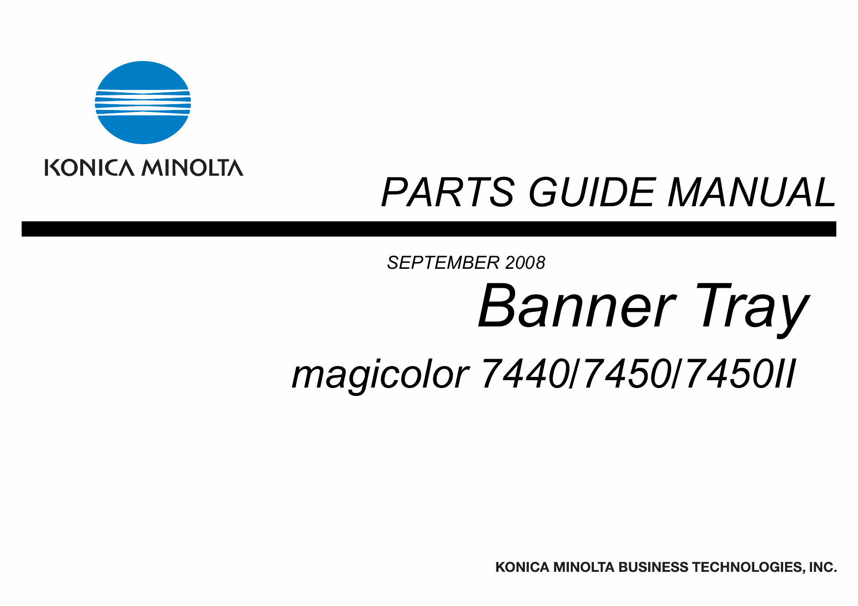 Konica-Minolta magicolor 7450 7440 7450II Banner-Tray Parts Manual-1